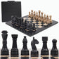 Radicaln Marble Chess Set With Storage Box 15 Inches Black And Fossil Coral Handmade Chess Board Games - 2 Player Games For Adults - 1 Chess Board & 32 Chess Pieces