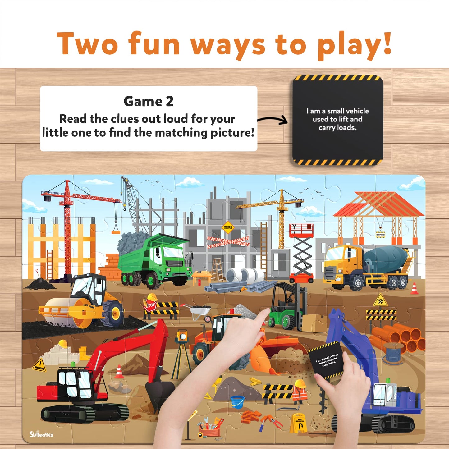 Skillmatics Floor Puzzle & Game - Piece & Play Construction Site, Jigsaw & Toddler Puzzles, Educational Toy, Gifts For Boys & Girls Ages 3, 4, 5, 6, 7 (48 Pieces, 2 X 3 Feet)