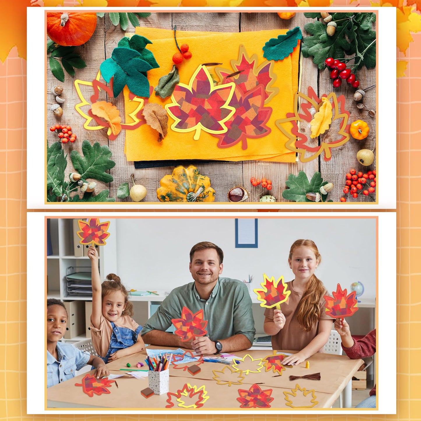 Chiisong 24 Sets Maple Crafts Kit DIY Tissue Paper Sign Crafts for Back to School Fall Harvest Thanksgiving Religious Christian