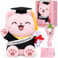 Hollowfly Graduation Cat Gifts Set Include Graduation Cat of 2026 Stuffed Animal with Cap and Gown, Artificial Flower, Graduate 