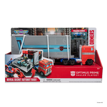 Micro Machines Optimus Prime Hauler Playset - 8 Action Zones, Multicolor, Model MMW0306, Exclusive Autobot Corvette