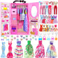 82Pcs Doll Clothes And Accessories With Doll Closet For 11.5 Inch Doll - Fashion Design Doll Set Including Wedding Dress Fashion Dresses Outfits Tops And Pants Hangers Bags For Girls