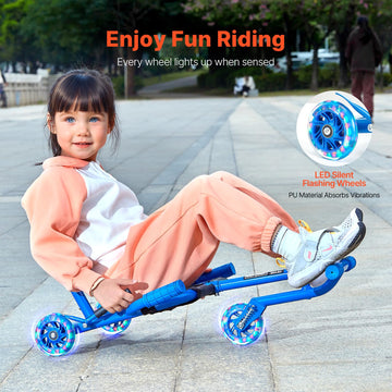 Vevor Ride-On Scooter, 132 Lbs Load Capacity, Swing Side-To-Side For Amazing Ride, Powered By Zig-Zag Motion, Drifts On Any Hard