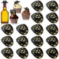 Yuronam 30 Pcs Plastic Mini Western Cowboy Cowgirl Hats Miniature Hats for Crafts,Party,Dollhouse Decoration (Black with Gold Sp