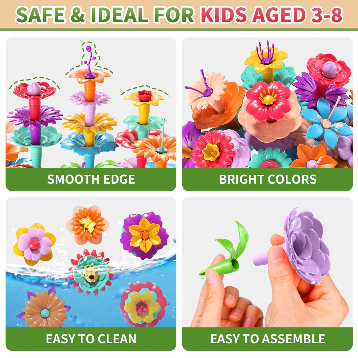 Garbo Star Girl Toys For 2 3 4 5 6 Year Old Girls Birthday Gift, Flower Garden Building Toys Set For Girls Toddlers Kids Ages 3-