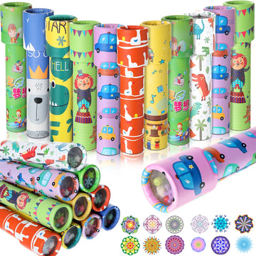 24 Pcs Classic Kaleidoscopes Educational Toys Return Gifts Paper Tumble Tube Prism Lens Old Fashioned Vintage Toys Party Favor Valentines Gift For Kids Stock Stuffer, Random Style (Vivid Style)