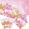 Oudain 3 Pack Princess Party Tablecloths Happy Birthday Princess Disposable Plastic Table Covers Unicorn Castle Rose Rectangular