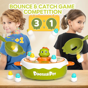 Uneede 4 In 1 Bounce And Catch Dinosaur Toys, Magnetic Fishing Game, Tic Tac Toe, Bowling And Pop Up Family Operation Game, Chri