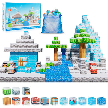 Cagwulle Magnetic Blocks-130Pcs Mine Magnet 3D Craft World Set,Magnetic Blocks Le Building Go Toys For Kids,Stem Sensory Toys Fo