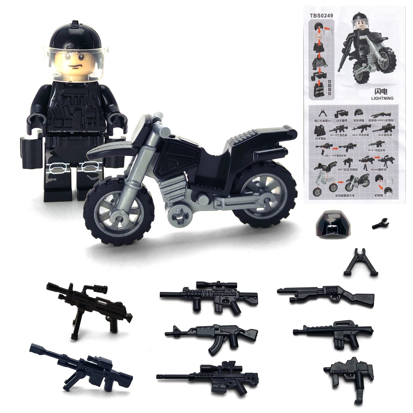 Toysvill SWAT Military Police Building Block Kit for Kids | Motorcycle & Soldiers Minifigures (Classic Set of 6 PCS) with Dog  Modern  and Accessories Gift
