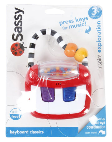 Sassy Keyboard Classics Developmental Toy - 3+ Months Baby-Sized Piano With A Handle For Music On The Go- Batteries Included