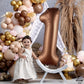 Big, Brown 1 Balloon Number - 40 Inch, Brown 1 Birthday Balloon | Number 1 Balloon Brown, 1St Birthday Decorations | Safari Theme Party Decorations | 1 Year Old Balloon For 1St Birthday Party Supplies