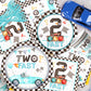 142Pcs Two Fast Birthday Party Tableware Decorations For Boys Blue Race Car Checkered Flags Racing Wheel Disposable Plates,Table