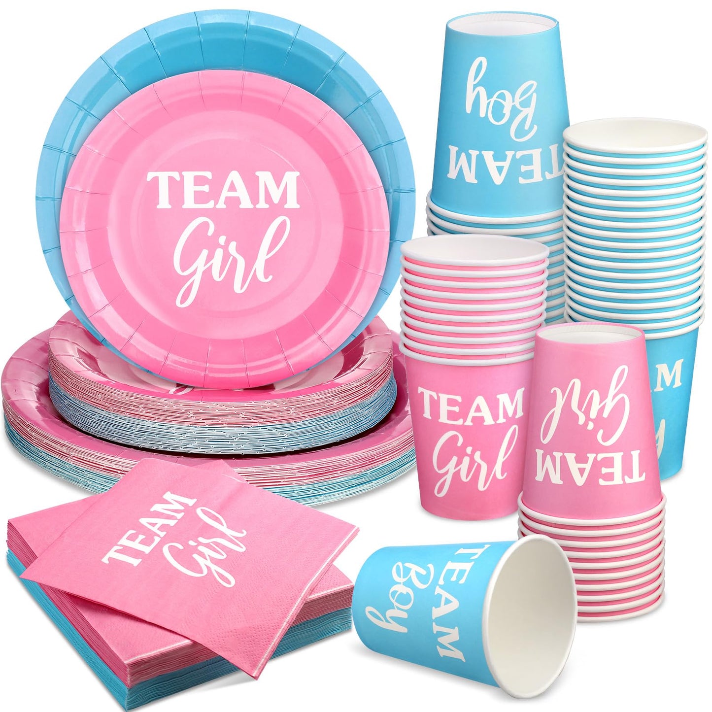 200 Pieces Party Supplies Tableware Set Patterns Printed Plates Napkins Cups Table Decorations for Baby Shower Birthday Party (G