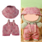 17cm Clothes Set(NO Doll)  Cute Hat & Unique Design Overalls Dress-up Set  Handmade Clothing Designed for 17cm Doll.(Overalls (Red and White Patterns))