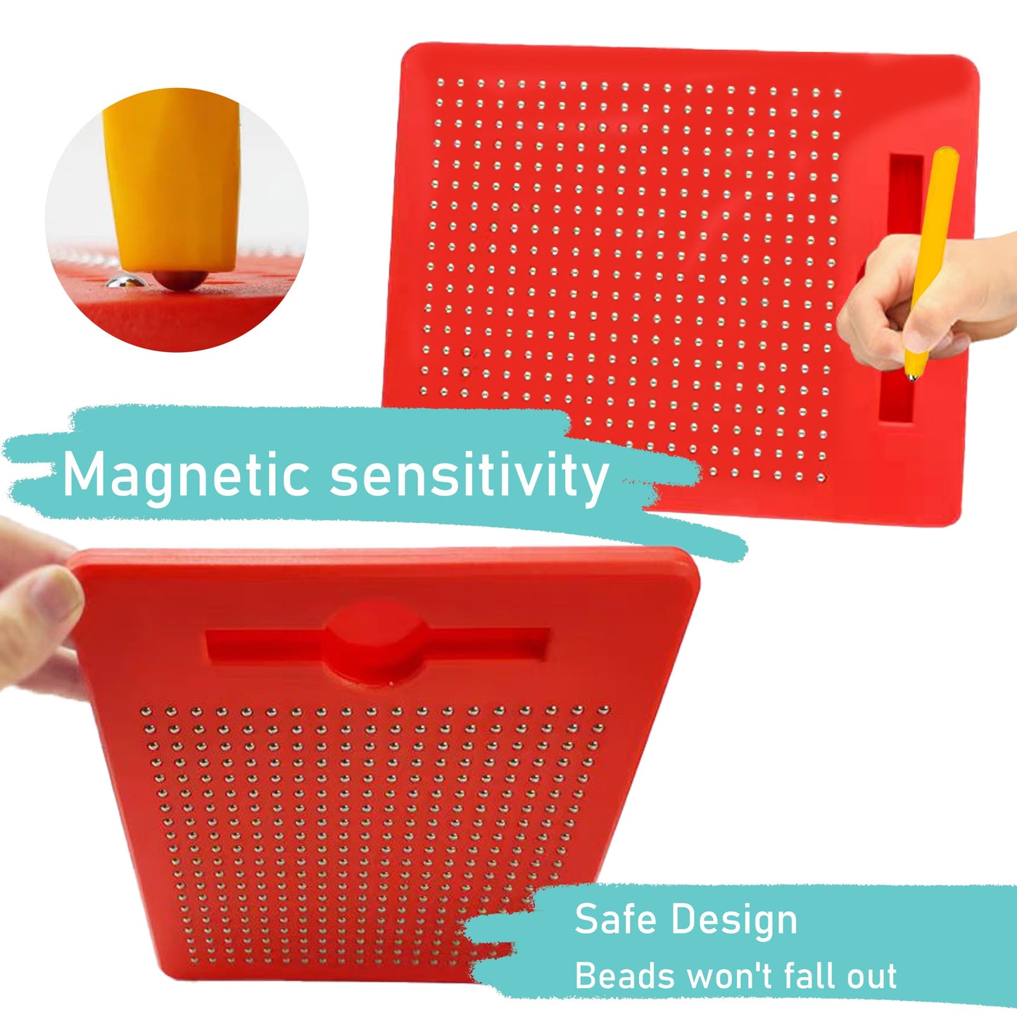 RAINBOW TOYFROG Magnetic Drawing Board - Sensory Activity for Kids 4-8, Red, ABS Material, Perfect Travel Toy