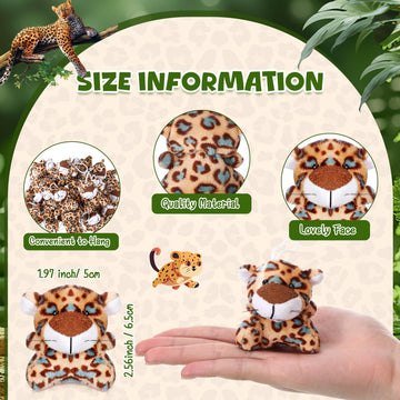 Shappy 50 Pcs Mini Animal Plush Toys Small Stuffed Animals Bulk Cute Tiny Plushies Keychains For Gift Party Carnival Prize(Leopa
