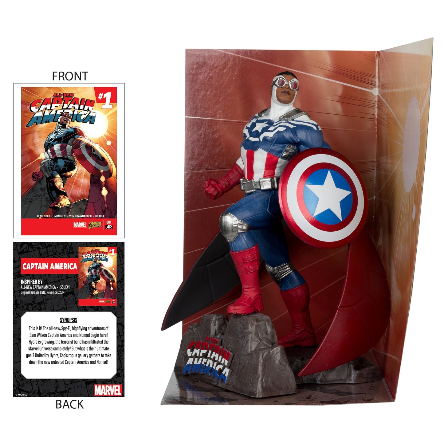 Mcfarlane Toys - Marvel Captain America 1:10Th Scale Collectible With Scene (All-New Captain America #1)