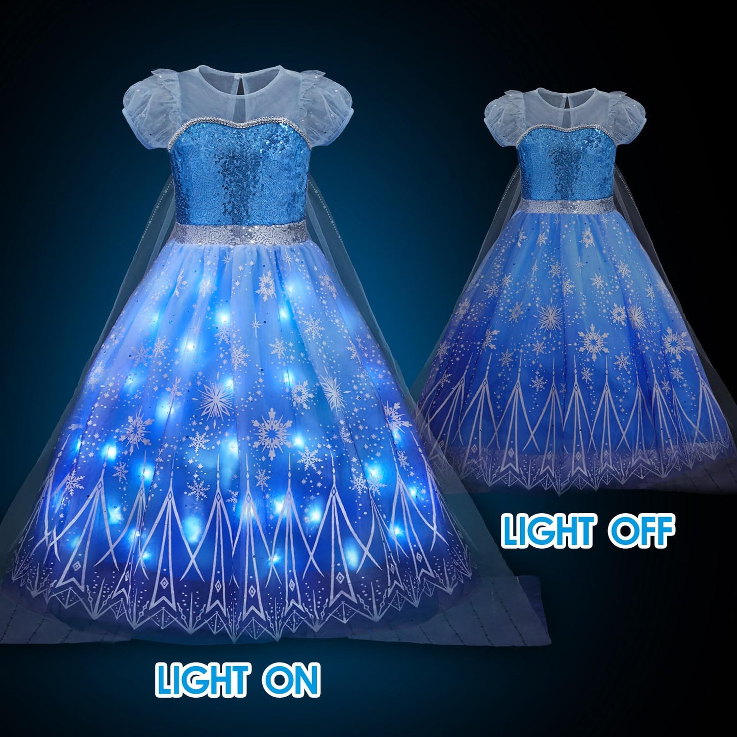 Davvew Princess Dresses For Girls Halloween Light Up Princess Costume For Little Girls Christmas Toddler Princess Dress Up Cloth
