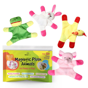 Animal Magnets Toy Set For Refrigerator, Fridge And Board Magnets, Plush Animal Toys (4-Piece Set)