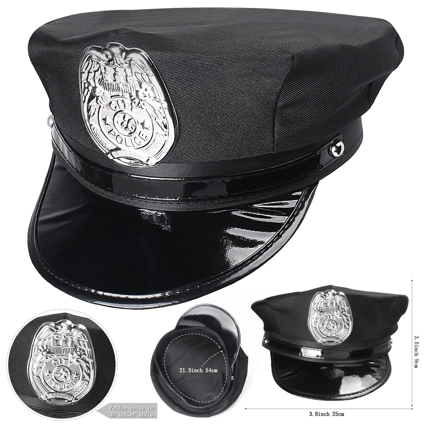 Kyson 8Pcs Police Costume Kit For Boys Police Officer Cop Dress Up Accessories Halloween Career Day (Navy)