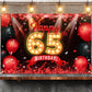 Happy 65Th Birthday Banner Backdrop Red And Black 65 Years Old Background Bday Decorations For Women Men Photography Party Supplies Glitter