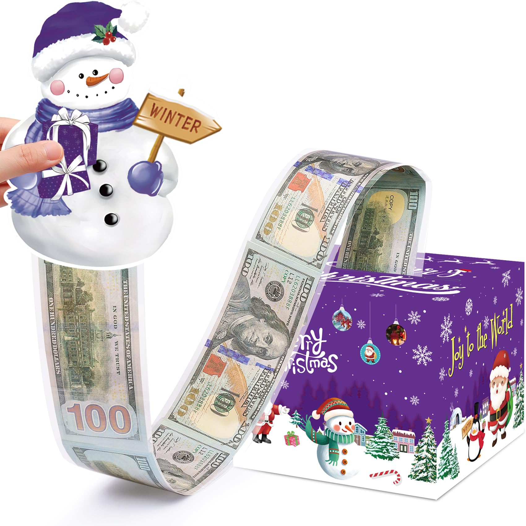 Meiidoshine Purple Christmas Money Boxes For Cash Gift Pull, Surprise Money Holder Cash Gift For Kids Adults, Diy Fun Cash Box F