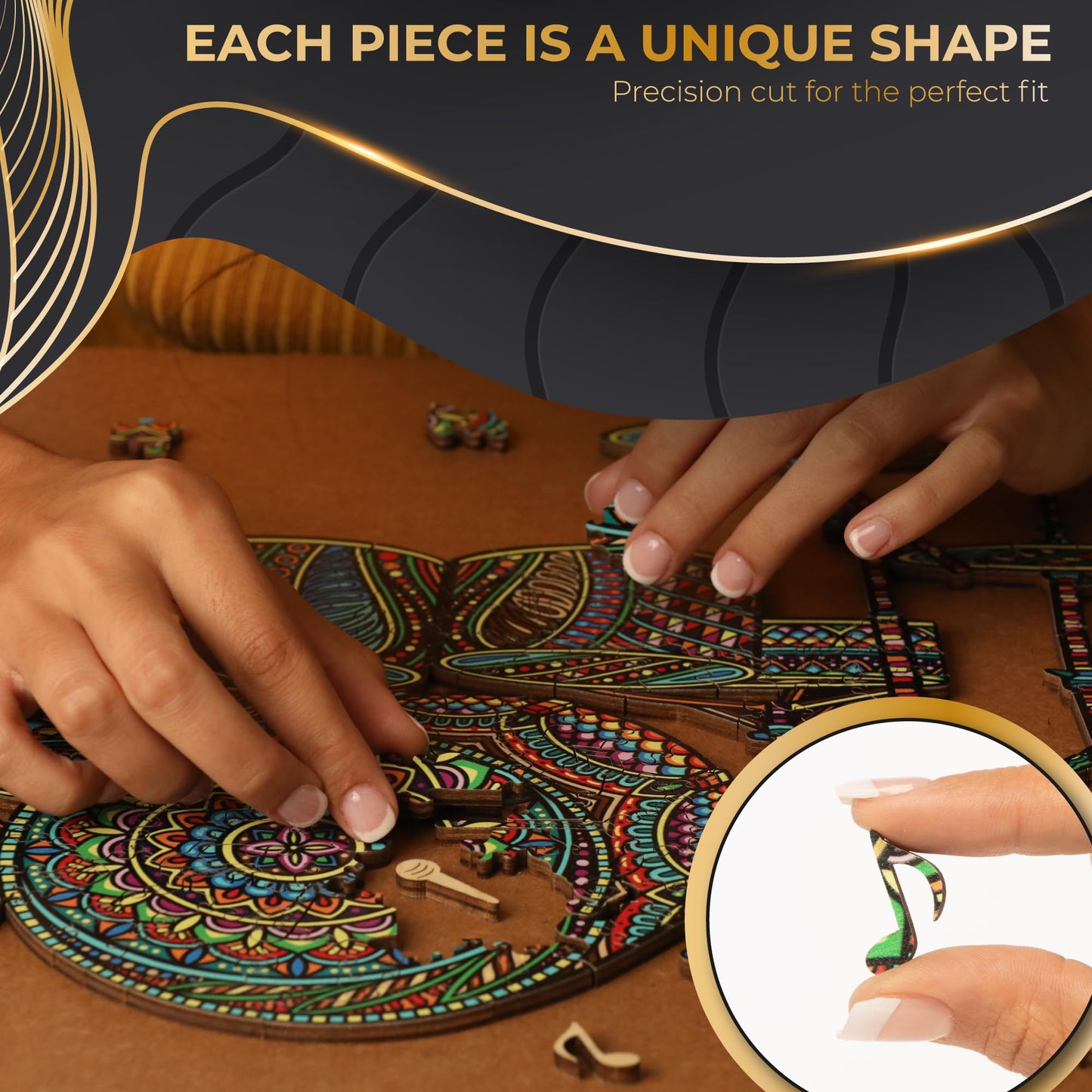 ZenChalet - Drum Set Wooden Jigsaw 200 Piece Puzzle - Unique Wooden Puzzles for mature-themeds  Cool Puzzle Brain Teaser - Unique Music Puzzle  Rompecabezas para mature-themedos