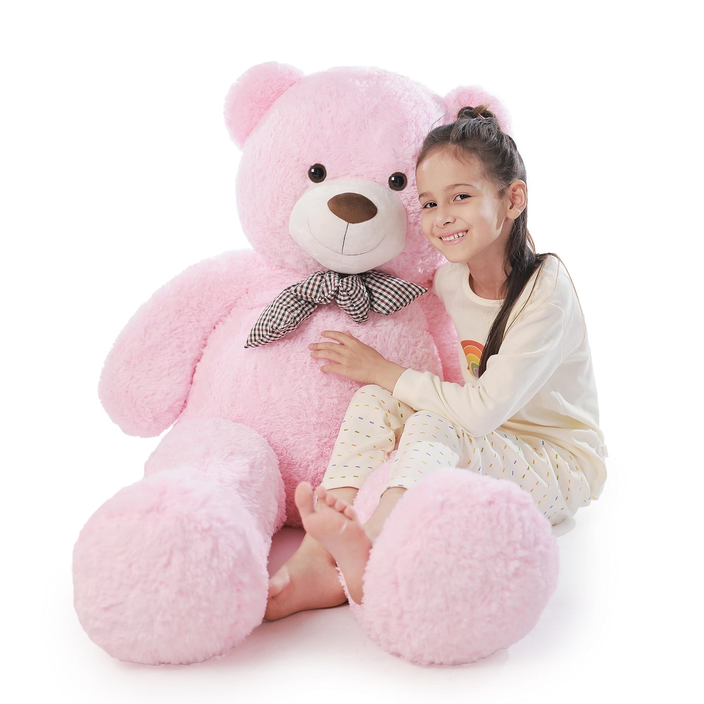 Poutmac 55 Inch Giant Teddy Bear Stuffed Animal Big Plush Pink Teddy Bear Valentine'S Gift For Girlfriend Soft Stuffed Bear Anim