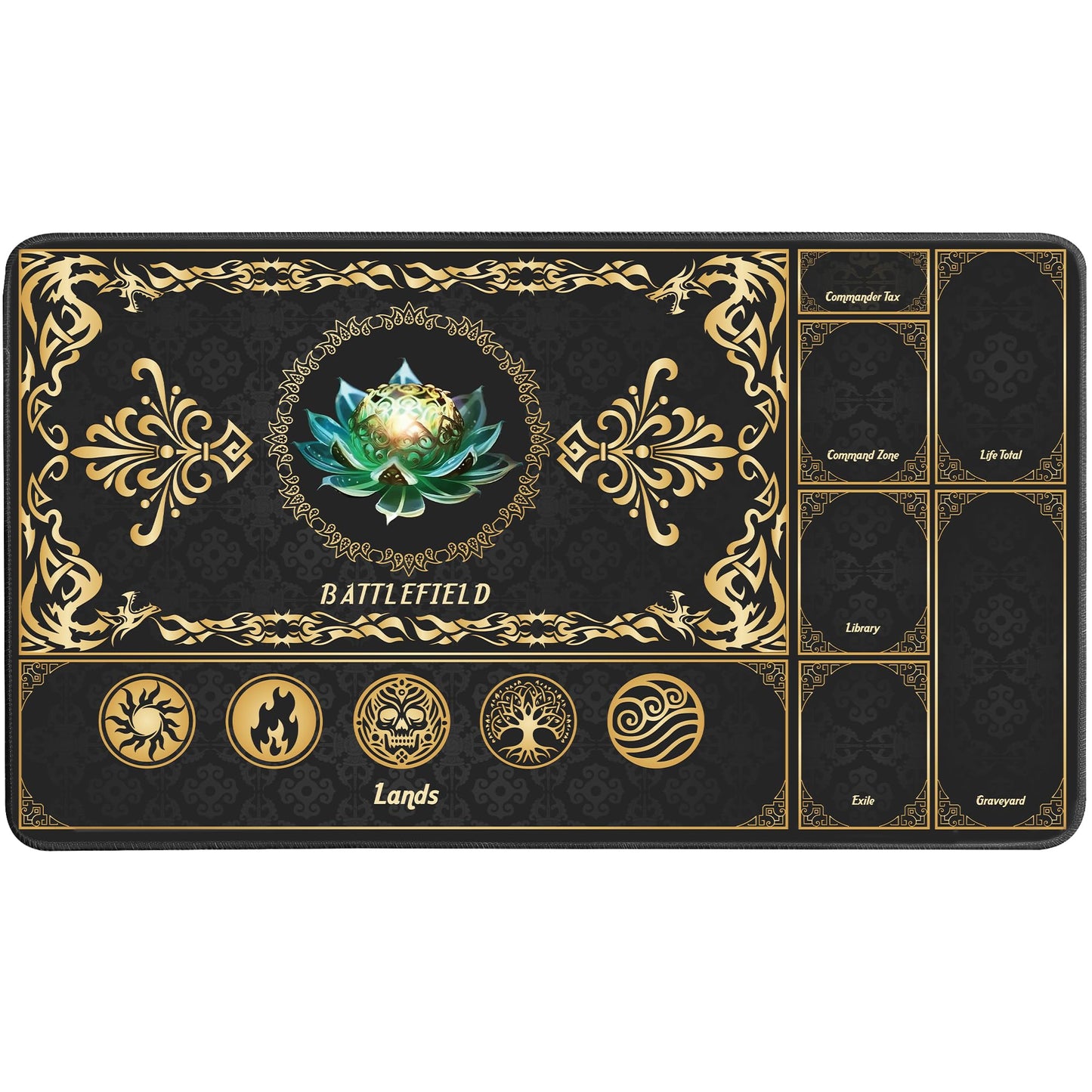 Promaxibinder Mtg Playmat With Magic Zones, 24X14In Playmat For Magic The Gathering, Commander Card Game Battles, Durable & Stai