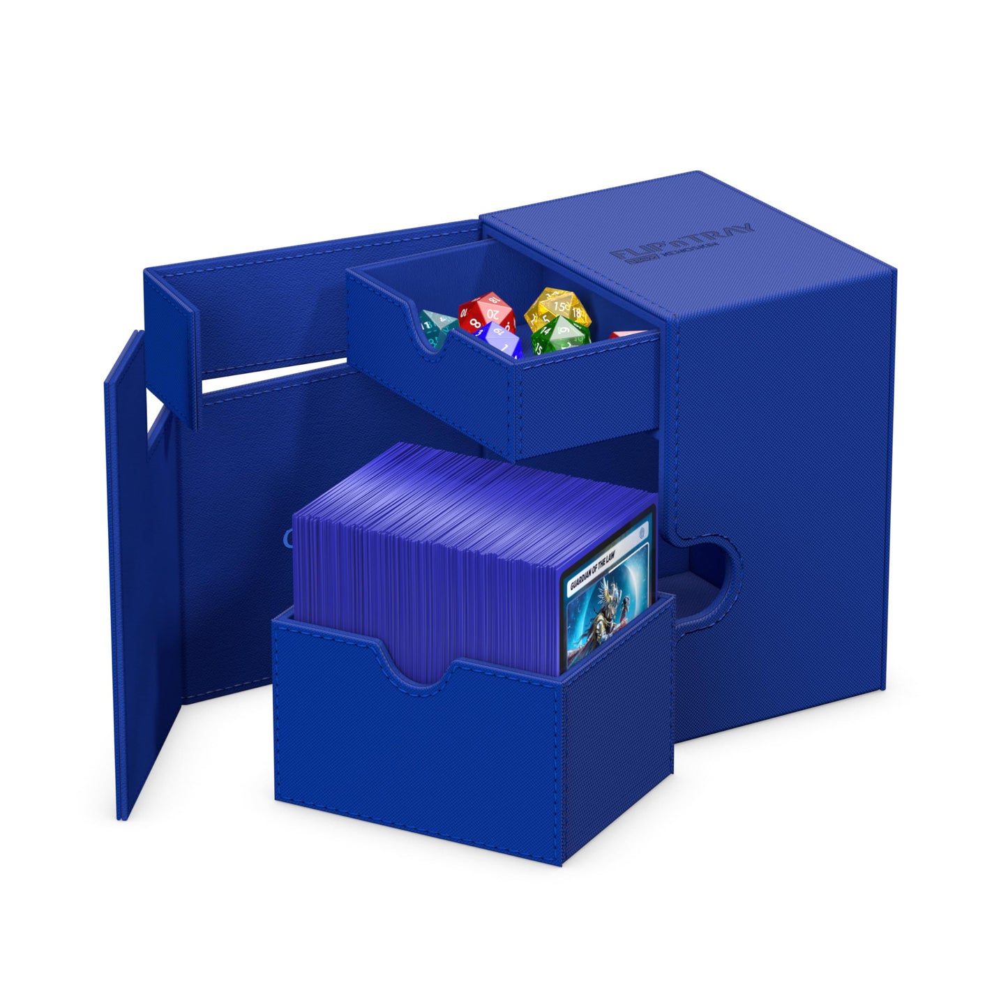 Ultimate Guard Flip'N'Tray 133+, Deck Case For 133 Double-Sleeved Tcg Cards + Dice Tray, Blue, Independent Magnetic Closure & Mi