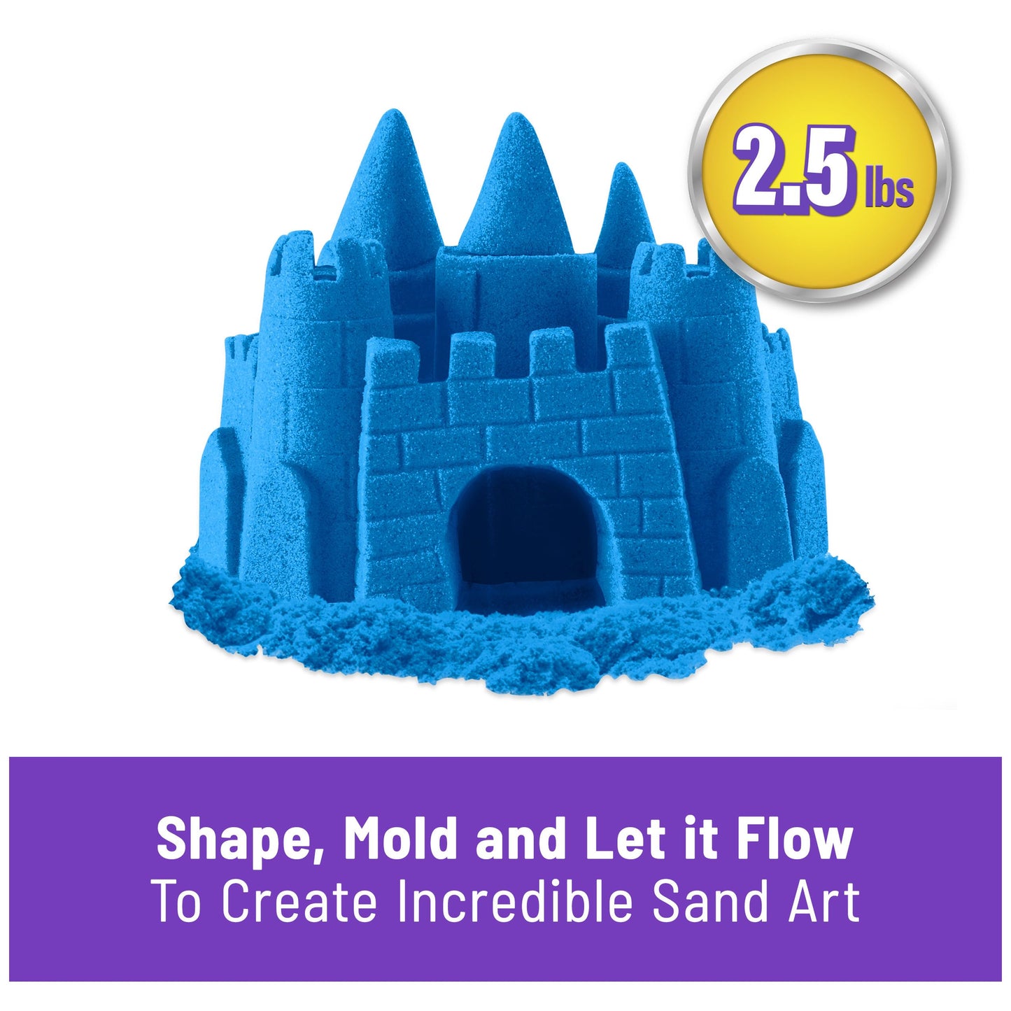 Kinetic Sand, 2.5lbs Blue Play Sand, Moldable Sensory Toys for Kids, Resealable Bag, Ages 3+