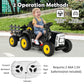 HONEY JOY Ride On Tractor with Trailer, 12V Electric Vehicle for Kids, 3-Gear-Shift Ground Loader, LED Lights, Horn, Music, Batt