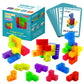 Coskehan Magnetic Building Blocks, Stem Magic Magnetic 3D Puzzle Cubes, 7 Pcs Preschool Multi Shapes Magnetic Toys With 54 Cards