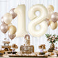 Katchon, Cream White 18 Balloon Numbers - Large, 40 Inch | 18 Balloons, 18Th Birthday Decorations For Girls | 18Th Birthday Balloons | Number 18 Balloons, Anniversary Decorations | White 18 Balloons