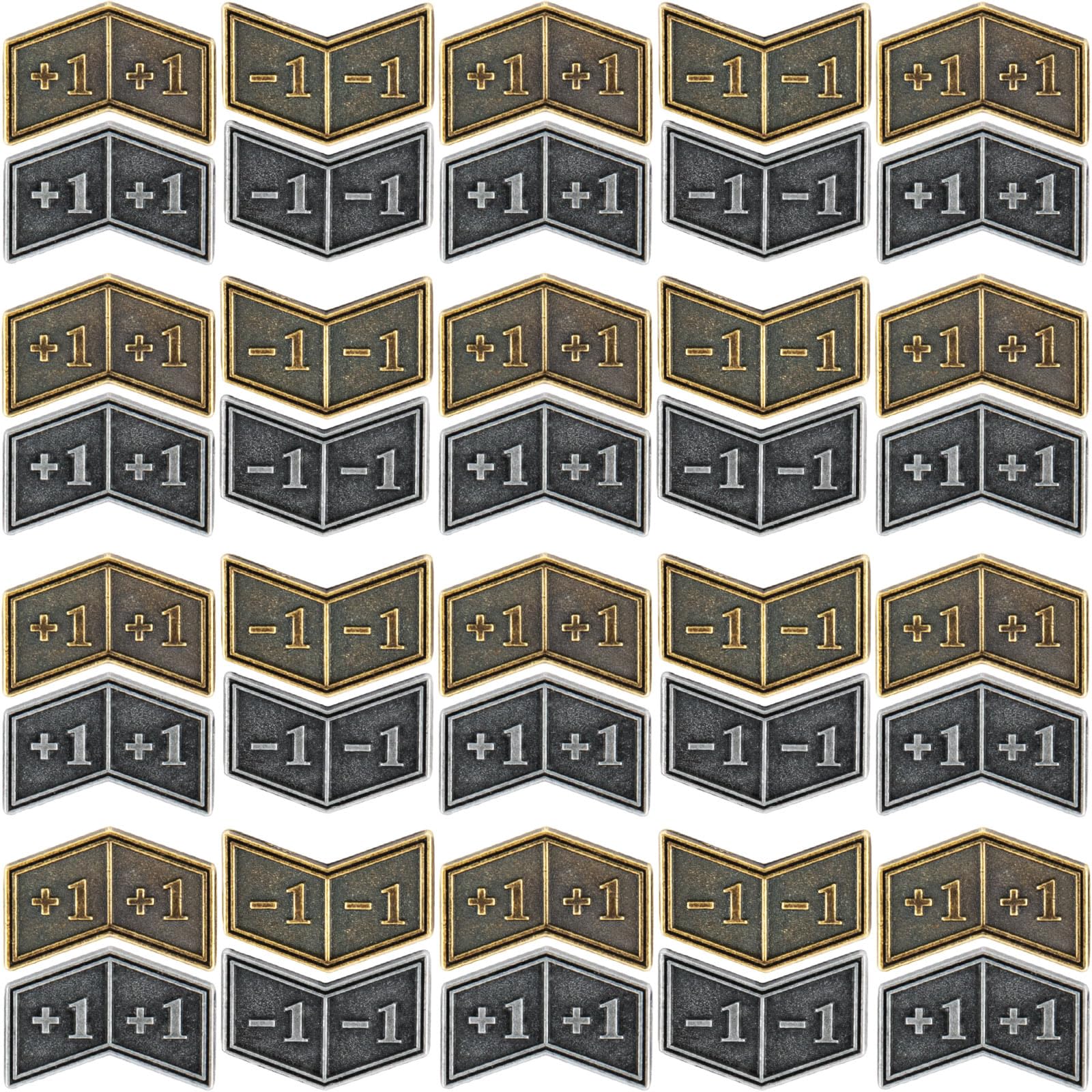 40 Pcs Antique Metal Buff Counter Tokens With Velvet Bag Magic The Gathering Token Creature Stats Or Loyalty Counters For Mtg Ccg Card Gaming Accessories, Black&Bronze