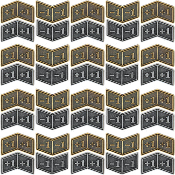 40 Pcs Antique Metal Buff Counter Tokens With Velvet Bag Magic The Gathering Token Creature Stats Or Loyalty Counters For Mtg Ccg Card Gaming Accessories, Black&Bronze