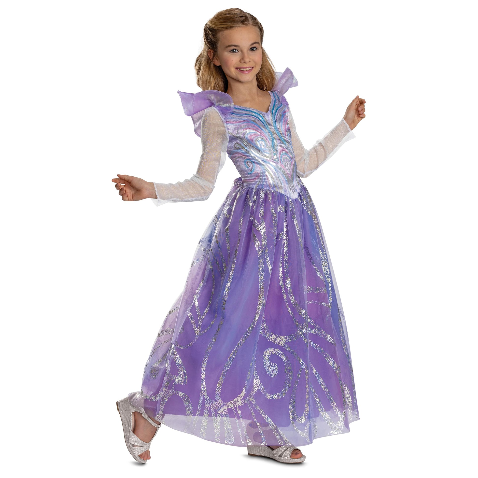 Disguise Wicked Glinda Deluxe For Good Costume, Official Movie Halloween Outfit for Kids, Girls Size (10-12)