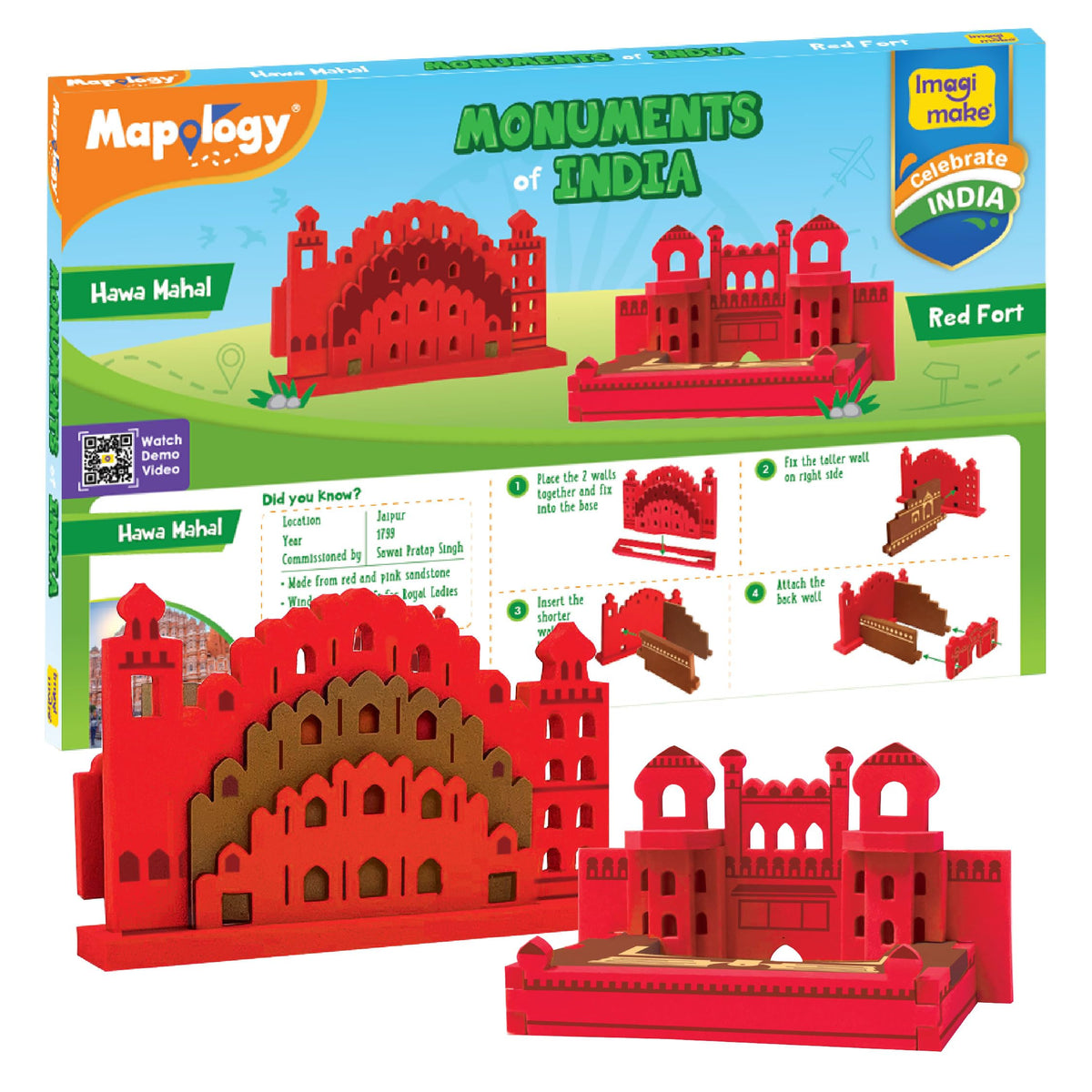 Imagimake Eva Foam Mapology Monuments Of India  Red Fort & Hawa Mahal  Construction Set  Educational Toy For Boys & Girls Abo