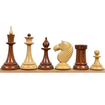 Royalchessmall -1950S Soviet Latvian Reproduced Chess Pieces Only Set- Golden Rosewood - 4