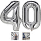 40 Number Balloon Silver 40 Inch Big Foil Mylar 40Th Balloons For 40 Year Old Men Women Birthday Party Decorations Wedding Anniv