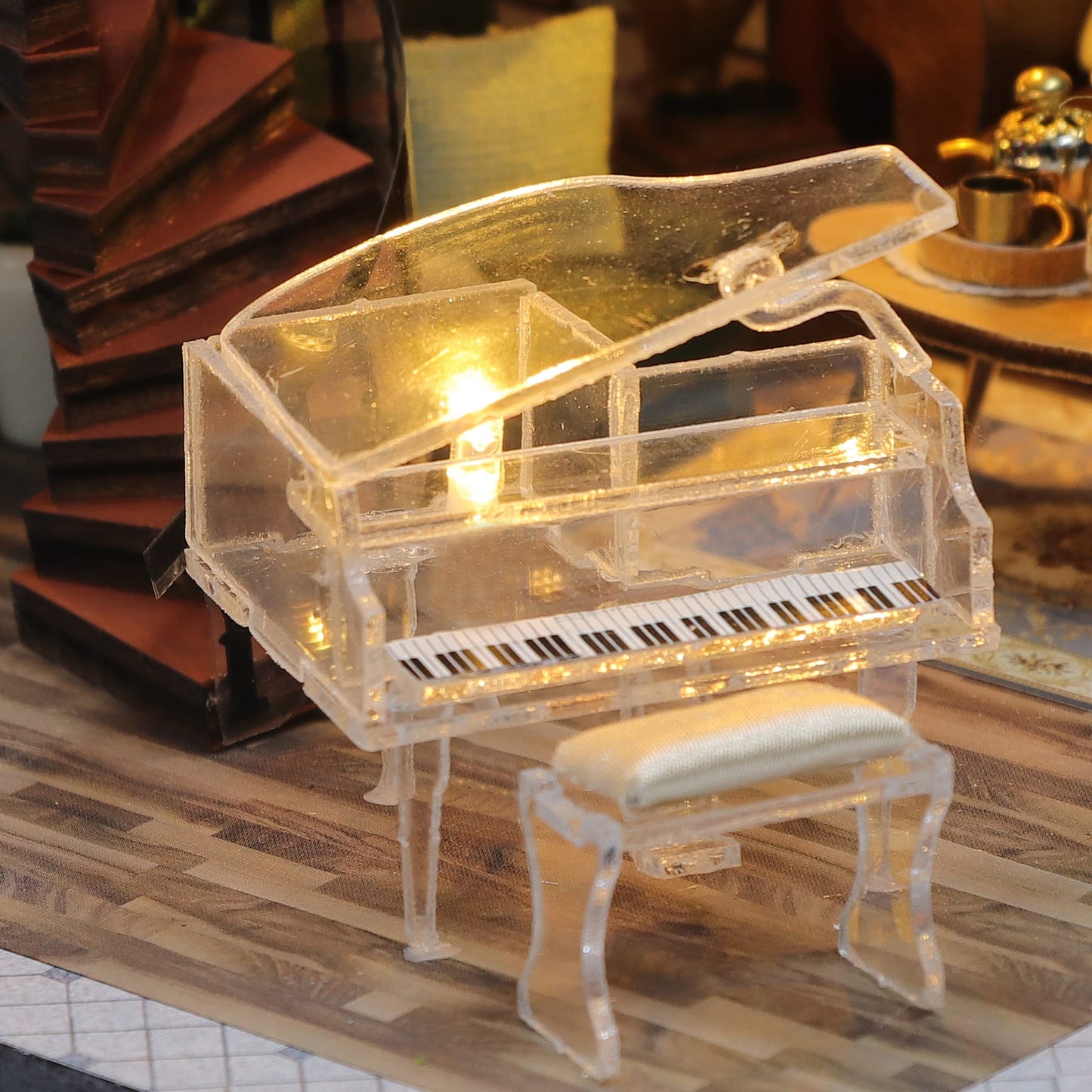 Kisoy Dollhouse Miniature with Furniture Kit  Handmade DIY House Model for Teens mature-themed Gift (Dream Building Pavilion)