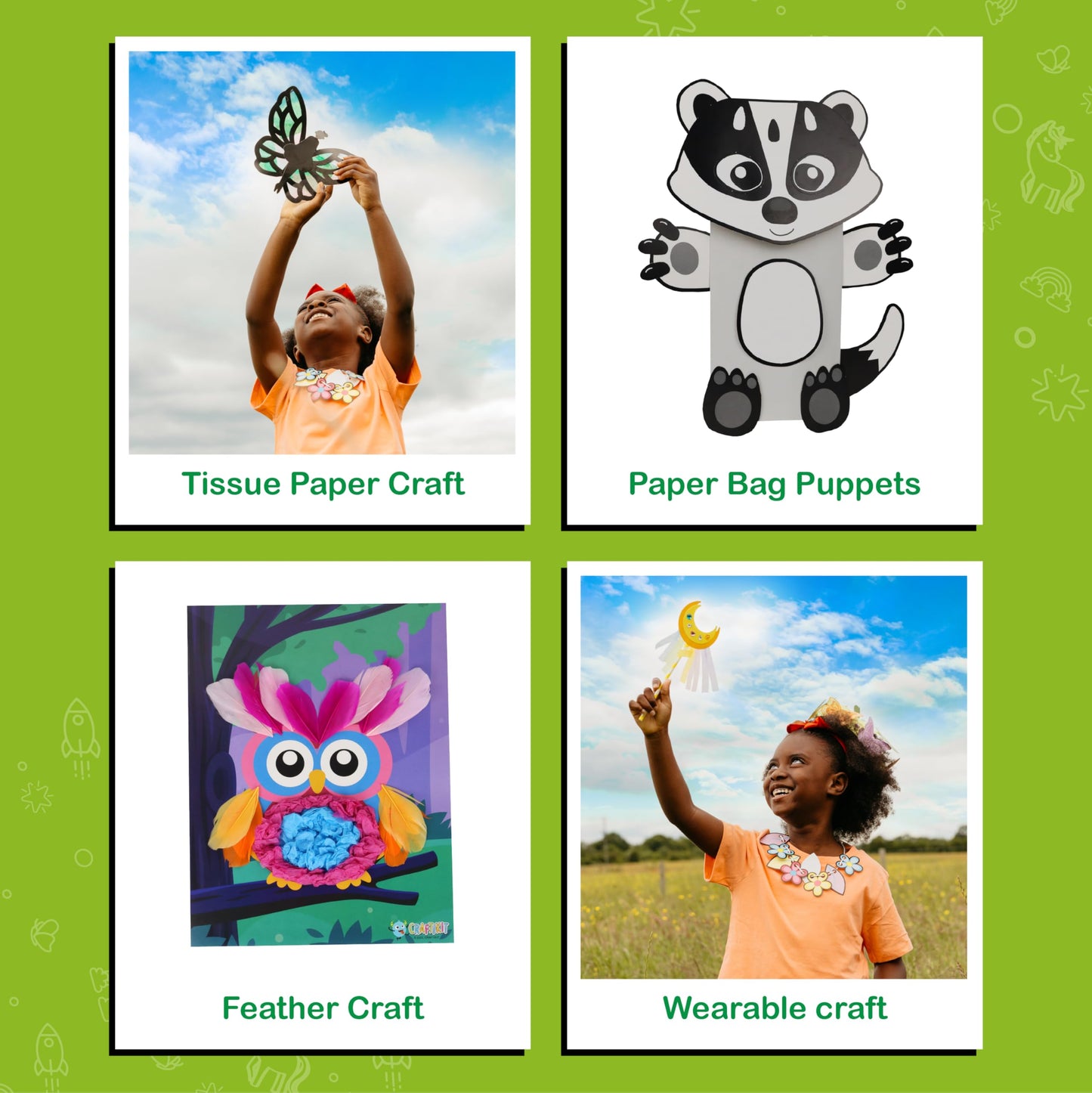 Craftikit® Fairy Garden Crafts for Kids - 20 All-Inclusive Paper Kits, Large Size, Ideal for Ages 3-10, Model CK005