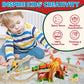 Lehoo Castle Wooden Train Set, Dinosaur Wooden Train Track Set, Wood Toy Train Set For Toddlers 2-4, Train Toys For Toddlers 3-5, Fits Thomas, Fits Brio, Fits Melissa And Doug