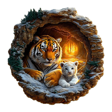 KAAYEE Wooden Puzzles for mature-themeds 200 Pieces Visual 3D Tiger Family Wooden Jigsaw Puzzles Animal Wood Puzzle Gifts for Mother's Day Mom mature-themed Kids Tiger Puzzle(11.4 * 11.4in)