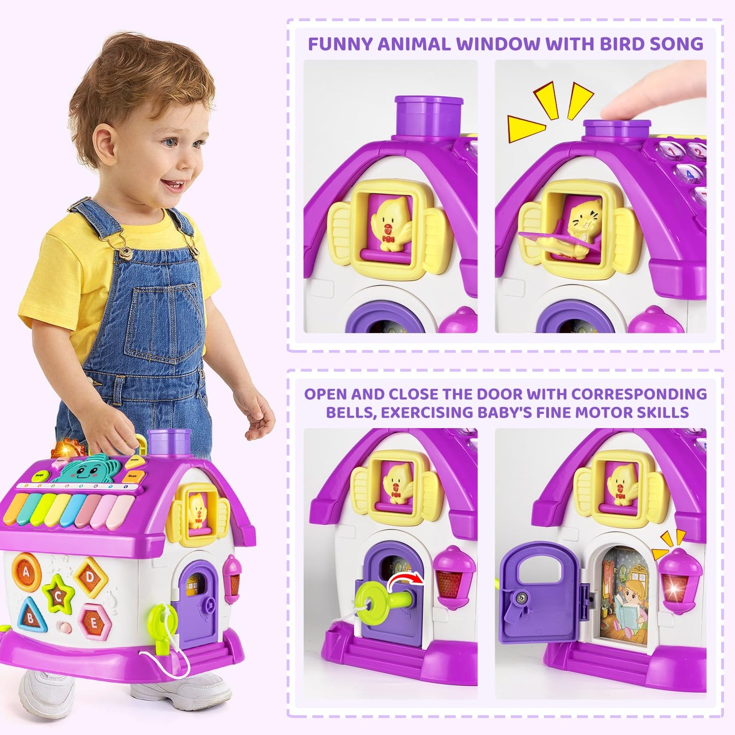 Marstone Montessori Toddler Toys For 1 Year Old Girl Gifts: 8 In 1 Multi-Functional Learning Baby Musical House For 1 2 3 Yr Old