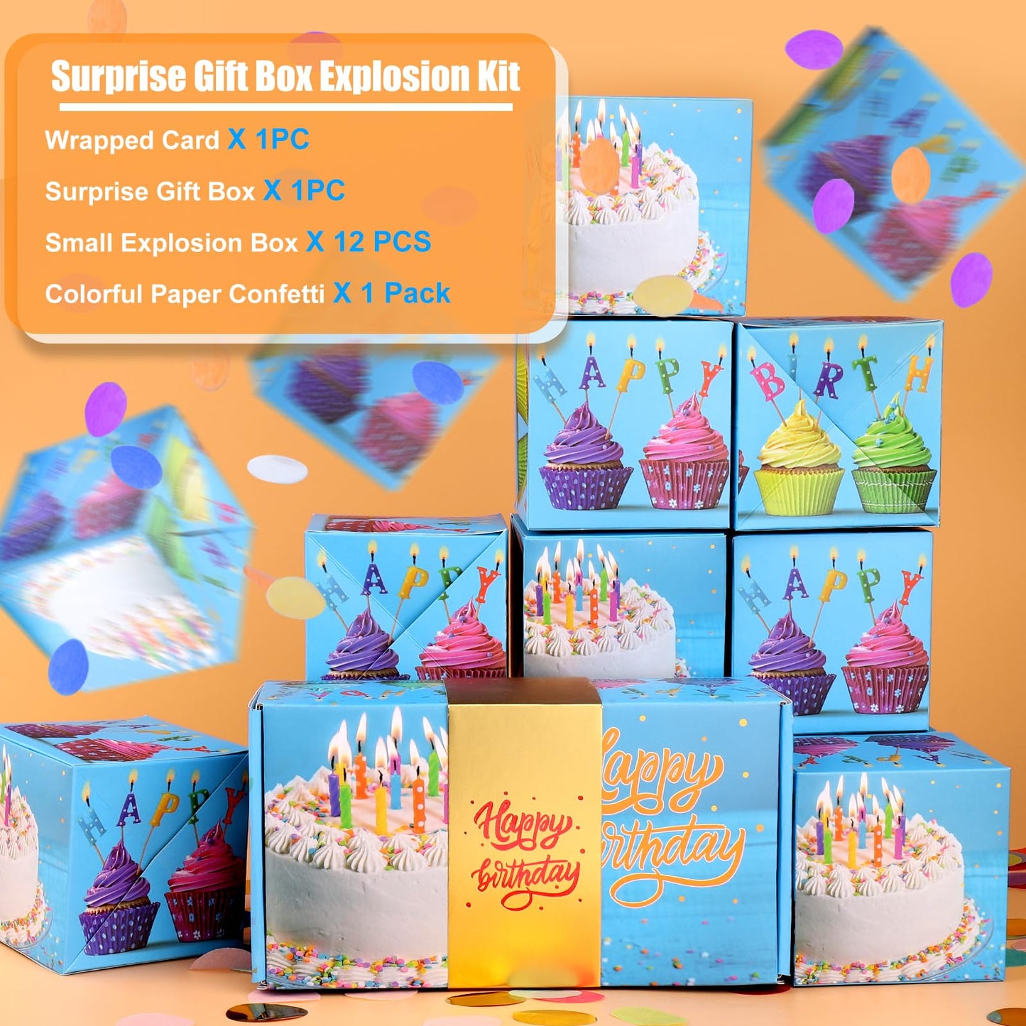 Baborui Birthday Surprise Box Gift Box For Money, Happy Birthday Surprise Gift Box Explosion With Confetti, Seeroze Exploding Gi