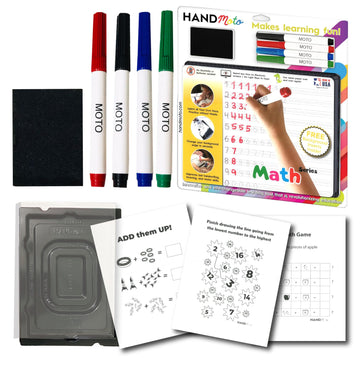 Fun Math Learning Activities For Toddlers - 10 Reusable Sheets With Dry Board, 4 Markers & 1Eraser - Perfect For Tracing, Counti