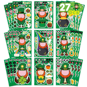 27 Sheets St. Patrick'S Day Stickers For Kids Toddlers Make A Face Stickers Saint Patrick Irish Stickers Make Your Own Stickers
