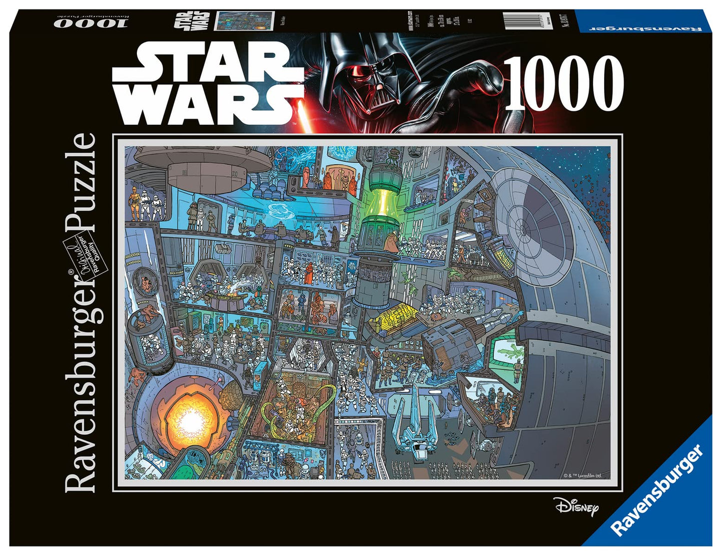 Ravensburger Star Wars Where's Wookiee 1000 Piece Puzzle - Black, Cardboard, 27 x 20, Model 13976, FSC-Certified, Premium Quality